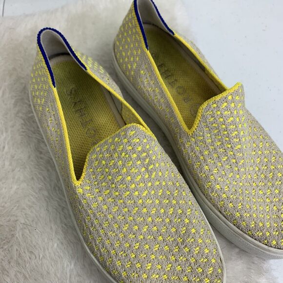 Rothy’s Lemon Yellow Honeycomb Slip On Sneakers Shoes Sz 5 Recycled Materials - Picture 9 of 13